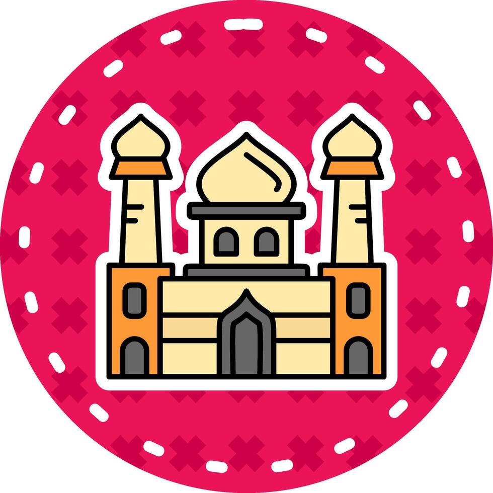 mosquée ligne rempli autocollant icône vecteur