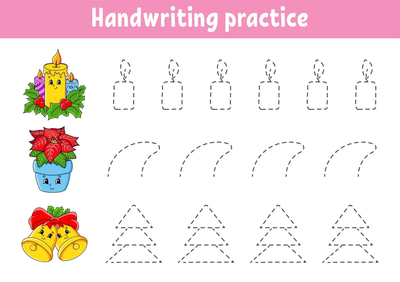 écriture manuscrite. thème de Noël. feuille de travail de développement de l'éducation. page d'activité. jeu de couleurs pour les enfants. illustration vectorielle isolée. personnage de dessin animé. vecteur