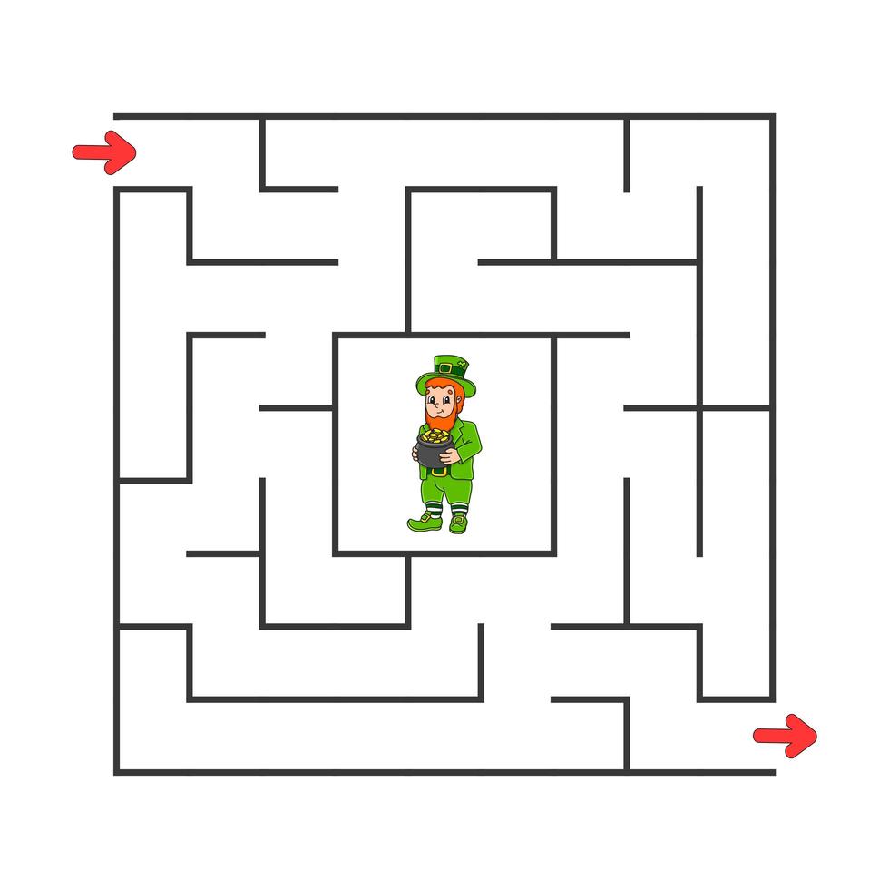 labyrinthe carré. jeu pour les enfants. puzzle pour les enfants. personnage de dessin animé. énigme labyrinthe. illustration vectorielle de couleur. trouver le bon chemin. le développement de la pensée logique et spatiale. vecteur