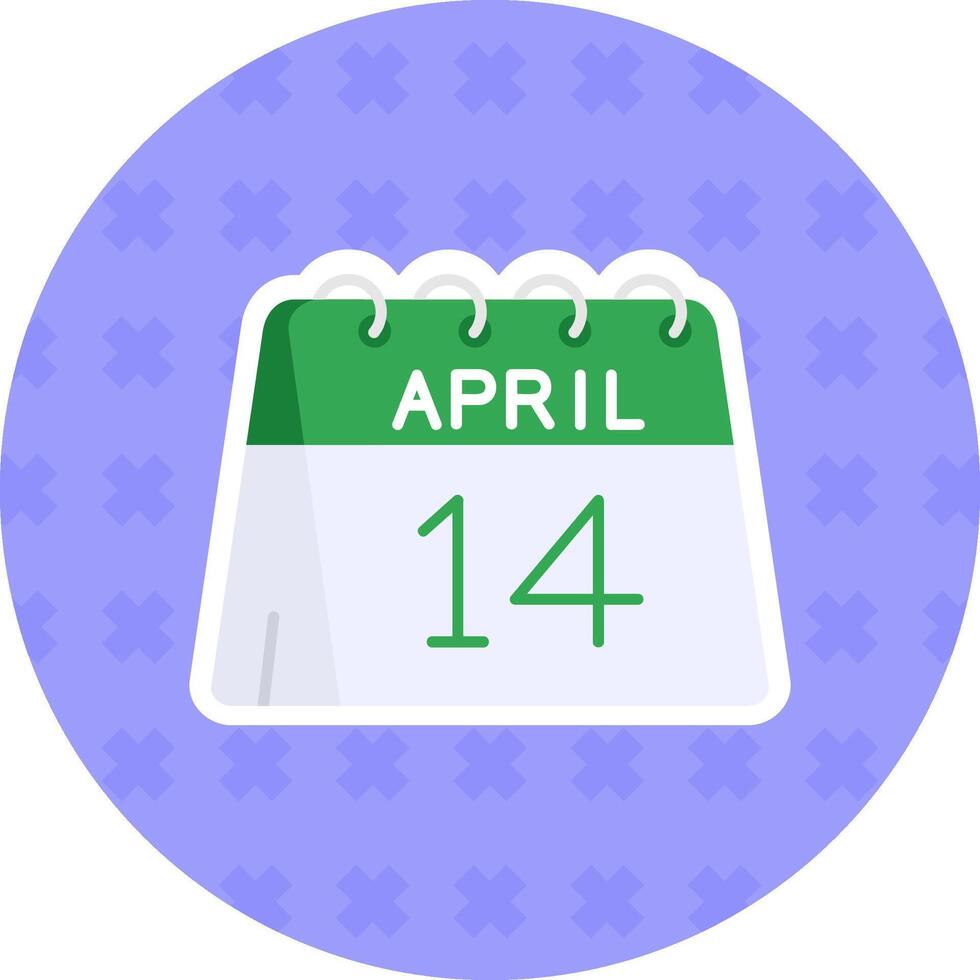 14e de avril plat autocollant icône vecteur