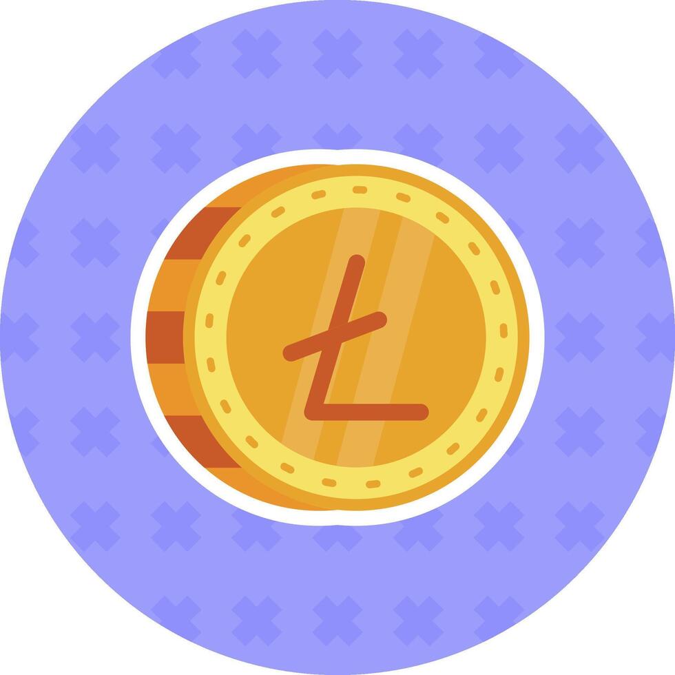 litecoin plat autocollant icône vecteur