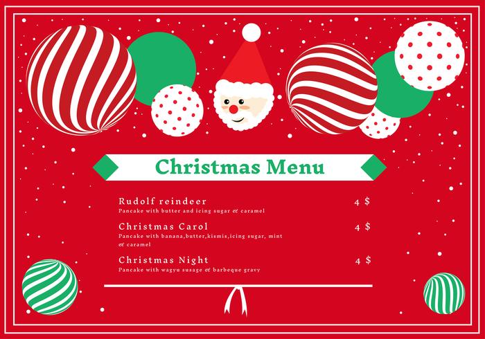 carte de menu de diner de noel vecteur