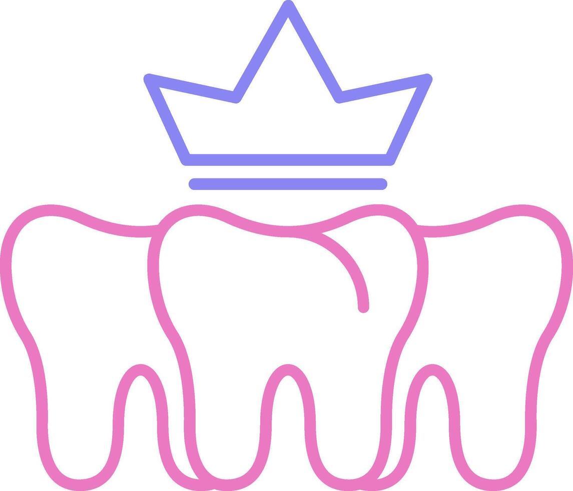 dentaire couronne linéaire deux Couleur icône vecteur