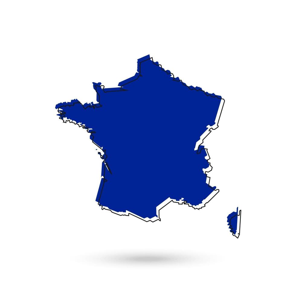 Vector illustration de la carte bleue de la france sur fond blanc