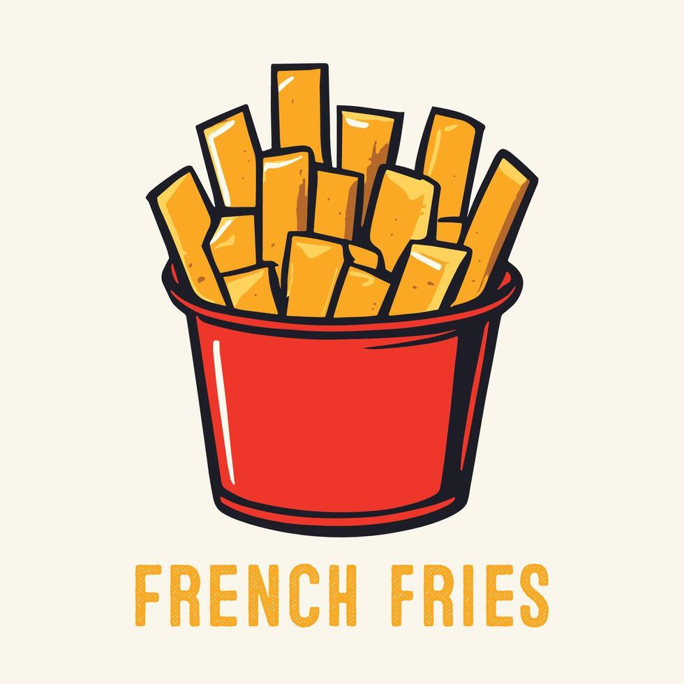 main tiré français frites gravé ancien style vecteur