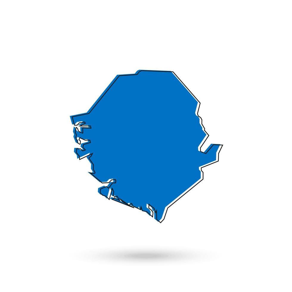 Carte bleue de la Sierra Leone sur fond blanc vecteur