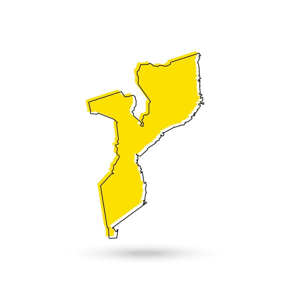 Carte jaune du Mozambique sur fond blanc vecteur