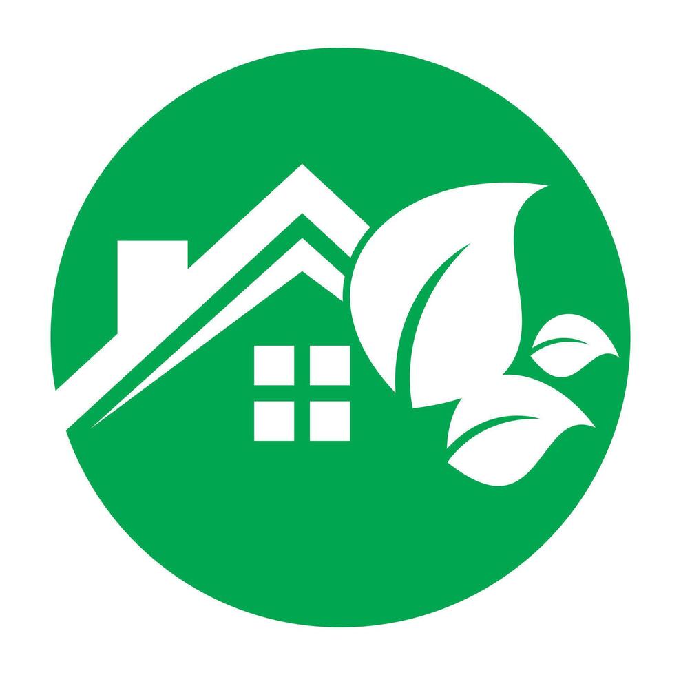 éco feuille Accueil logo. la nature vert maison concept conception icône vecteur. vecteur
