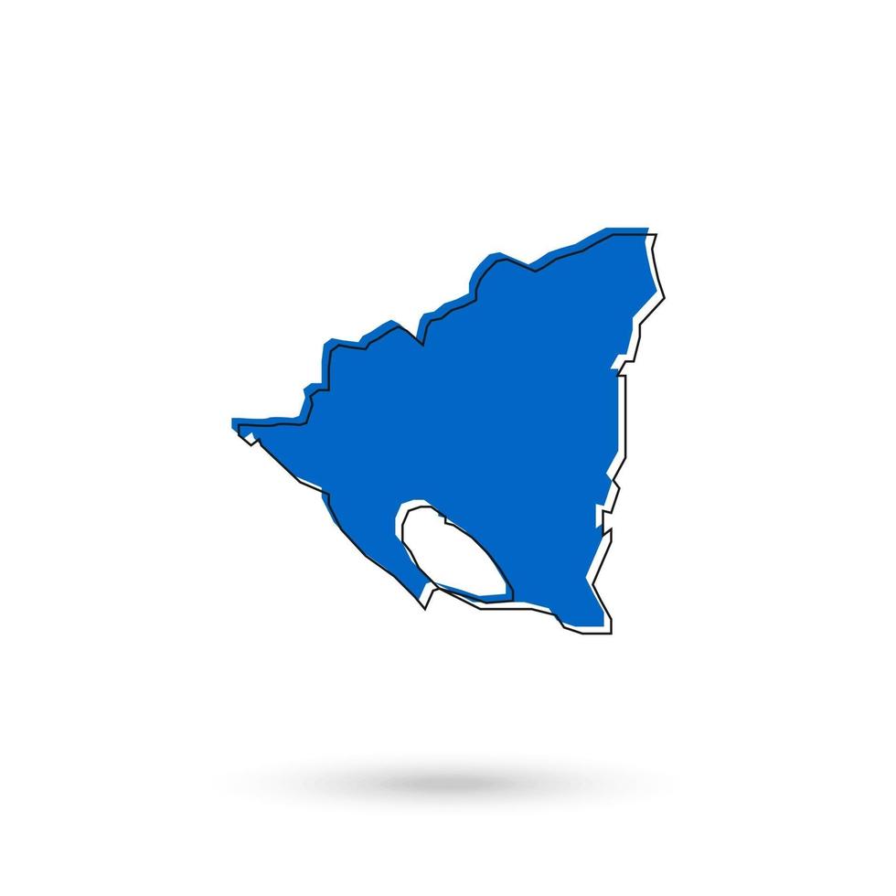 Carte bleu nicaragua sur fond blanc vecteur