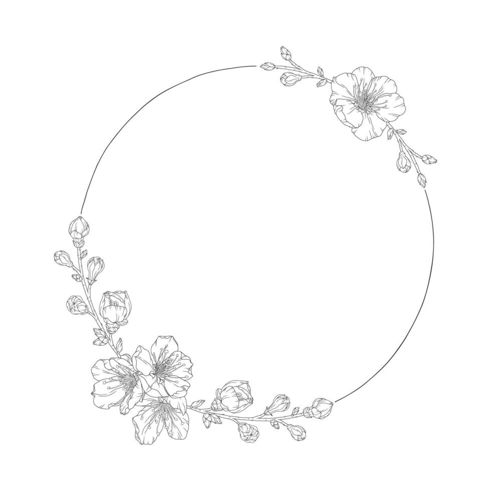 couronne de fleur abricot fleurs, bourgeons et branches vecteur