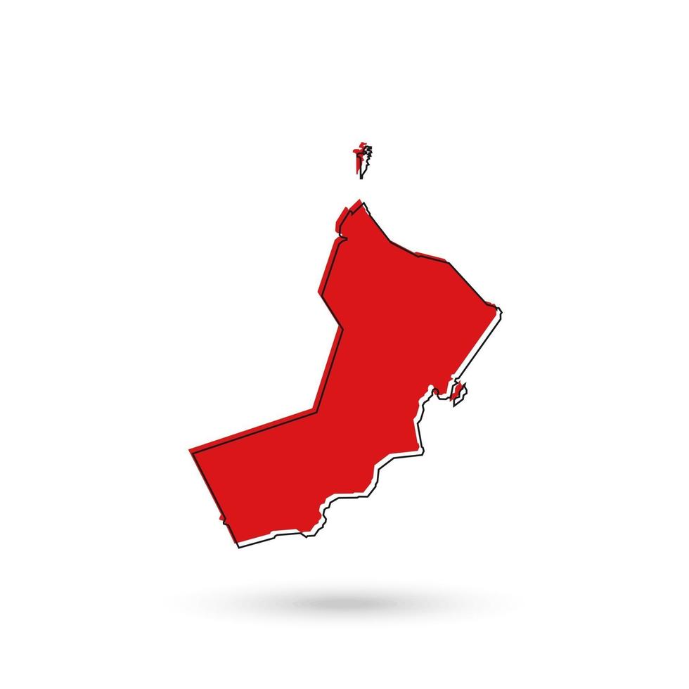 Vector illustration de la carte rouge d'oman sur fond blanc