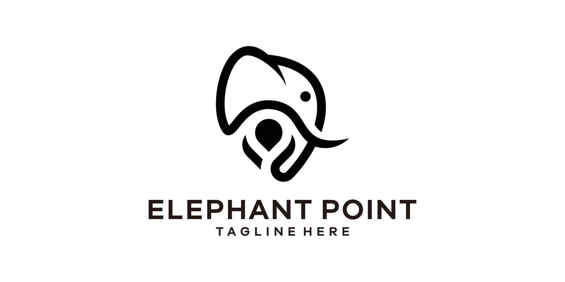 logo conception combiner le forme de un de l'éléphant tête avec une carte broche. vecteur