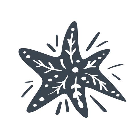 Étoile de vecteur scandinave de Noël. Handdraw image catroon silhouette pour la conception de cartes de voeux, décor sur l&#39;oreiller, t-shirt
