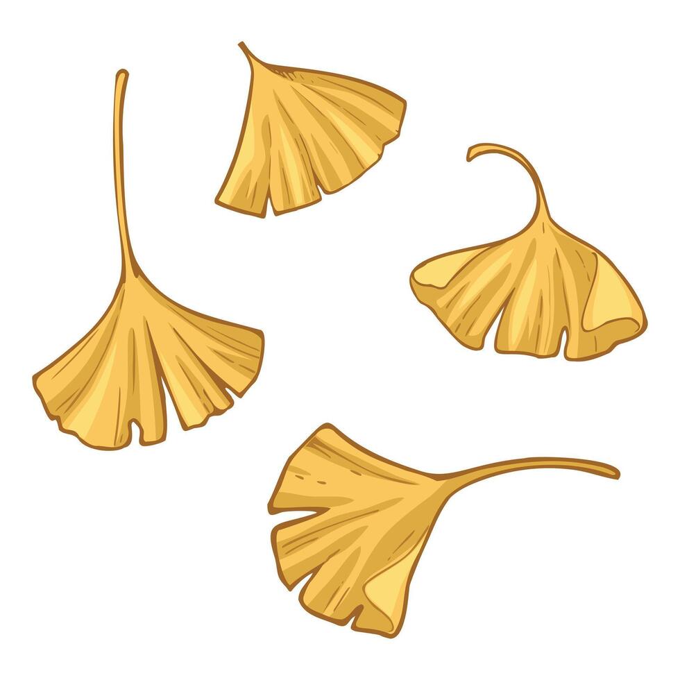 ginkgo feuilles dessin animé icône vecteur