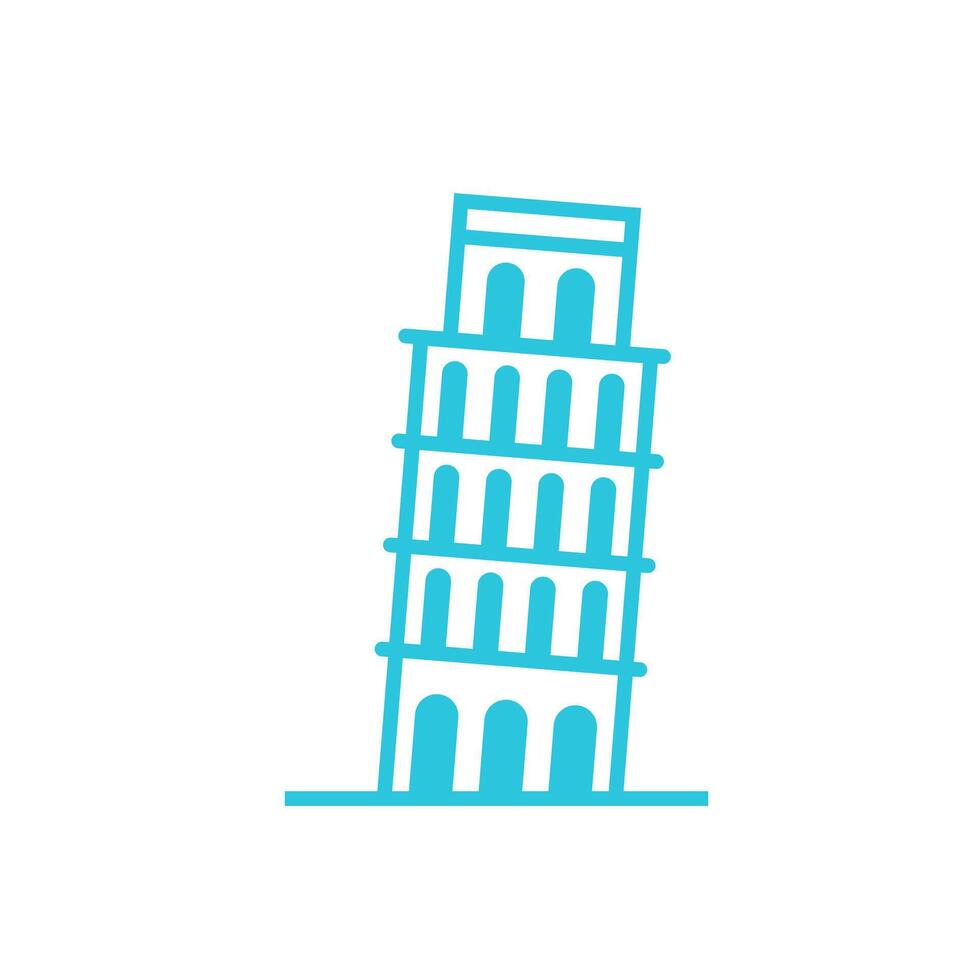 ancien architecture, la tour de pise, de bleu icône ensemble vecteur
