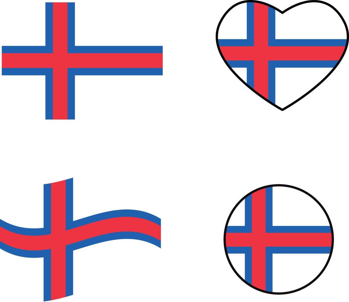 Féroé îles drapeau icône. agitant drapeau de Féroé îles. cœur Féroé îles drapeau. rond Féroé îles drapeau. plat style. vecteur