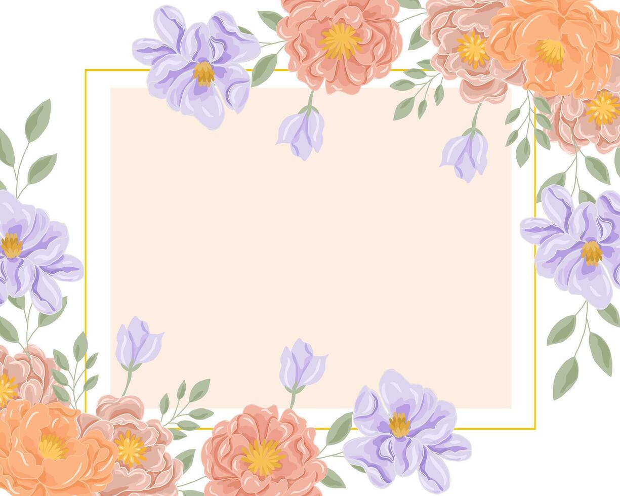 pastel Orange et violet Rose fleur frontière vecteur