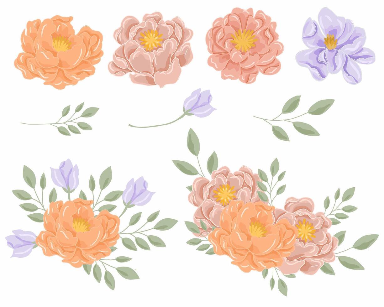 pastel Orange et violet Rose fleur vecteur