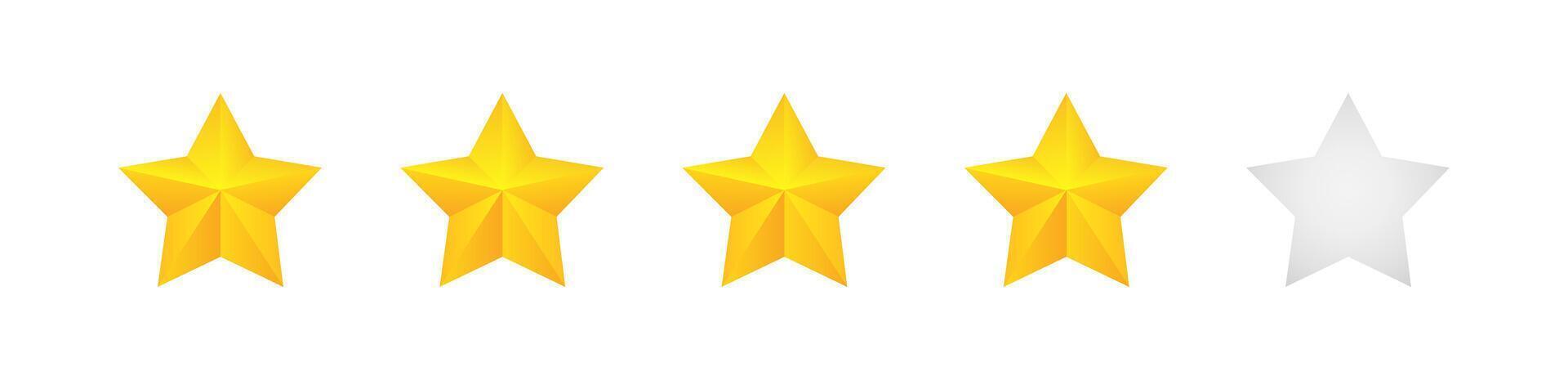 évaluation étoiles vecteur la toile panneaux. 4 étoiles Jaune isolé sur blanc Contexte