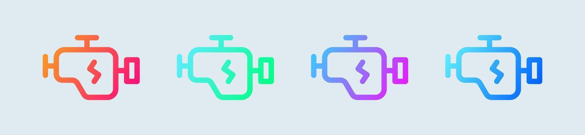 moteur ligne icône dans pente couleurs. machine panneaux vecteur illustration.