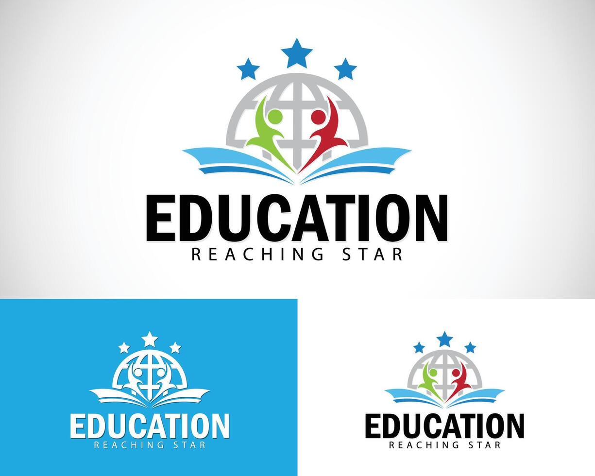 éducation logo Créatif monde intelligent atteindre étoile conception concept fondation vecteur