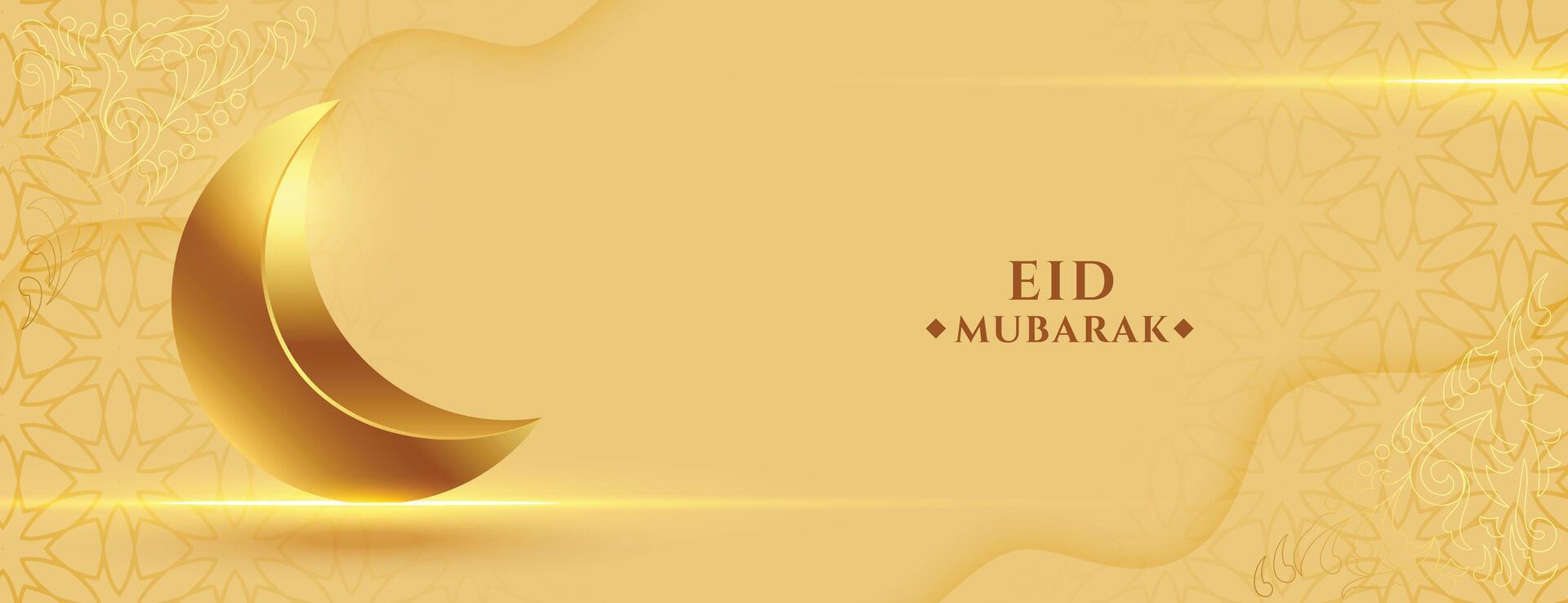 célébrer le saint Festival eid ul fitr affiche avec d'or 3d croissant vecteur