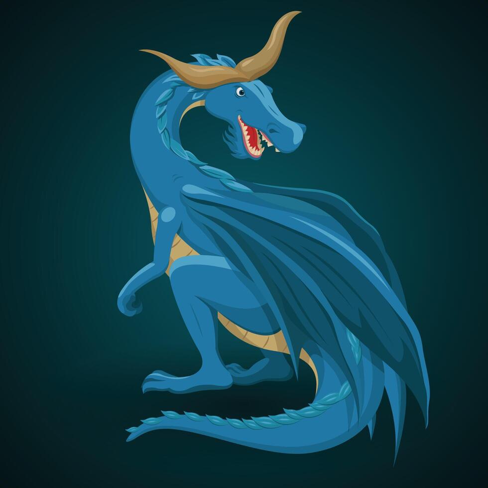vecteur illustration de bleu dragon personnage conception