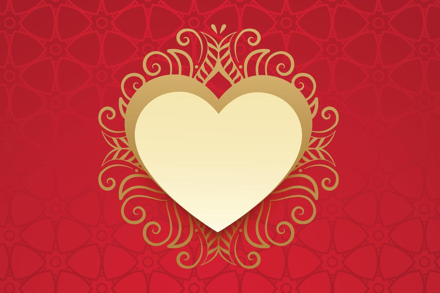 cœur avec d'or floral décoration dans ancien style vecteur