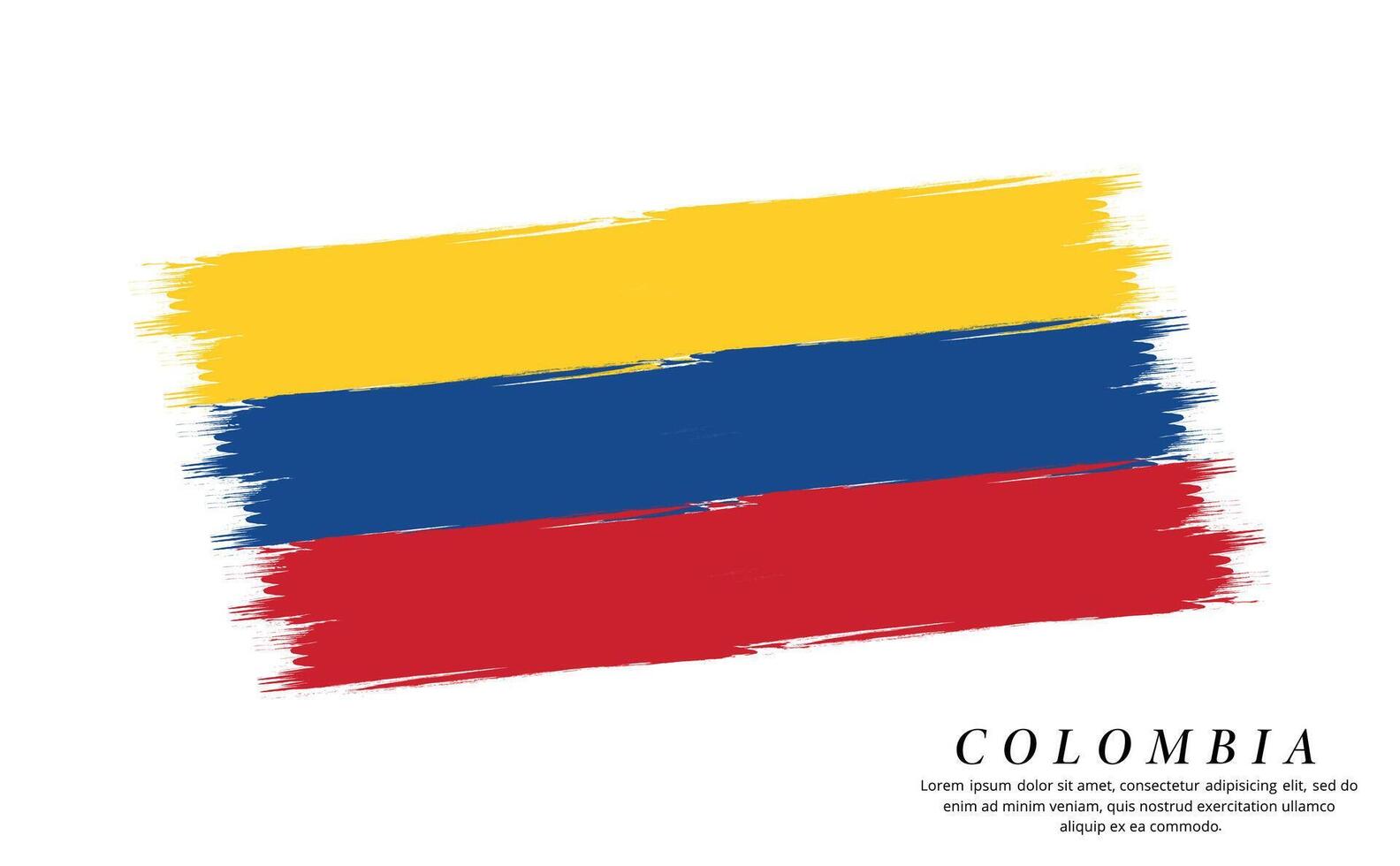 Colombie drapeau brosse vecteur Contexte. grunge style pays drapeau de Colombie brosse accident vasculaire cérébral isolé sur blanc Contexte