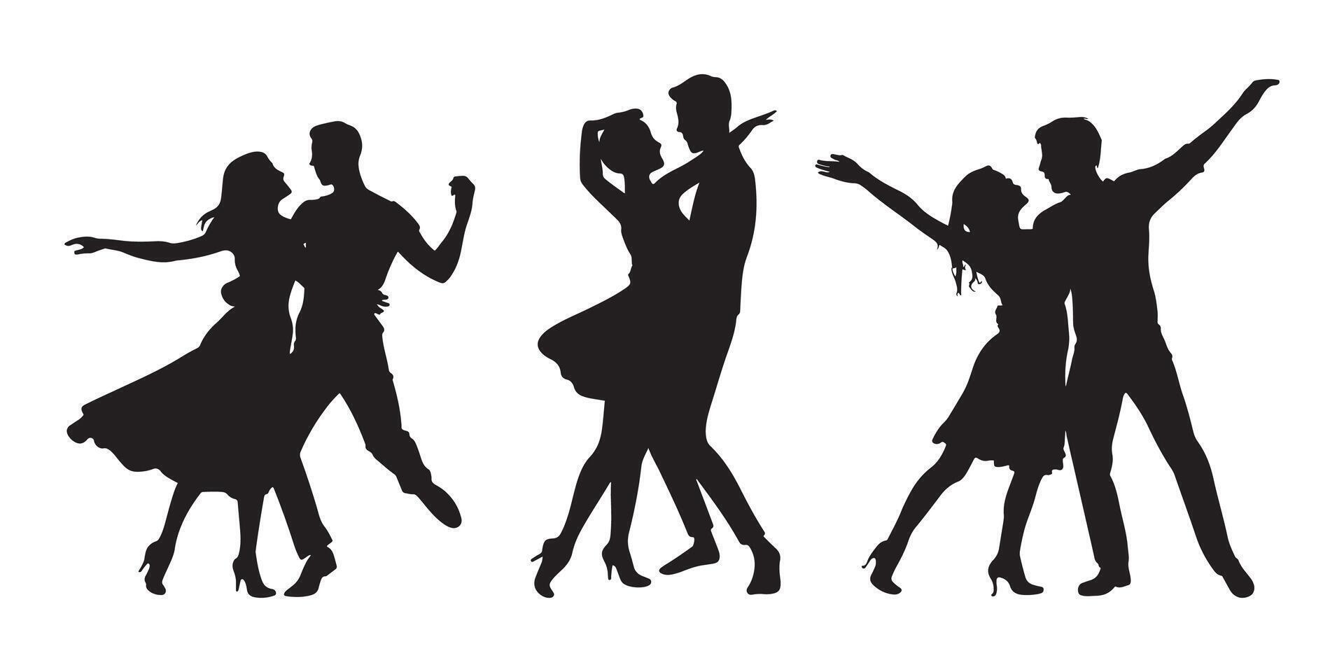ai généré silhouettes de dansant couple, dansant homme et femme, couple Danse silhouette ensemble vecteur