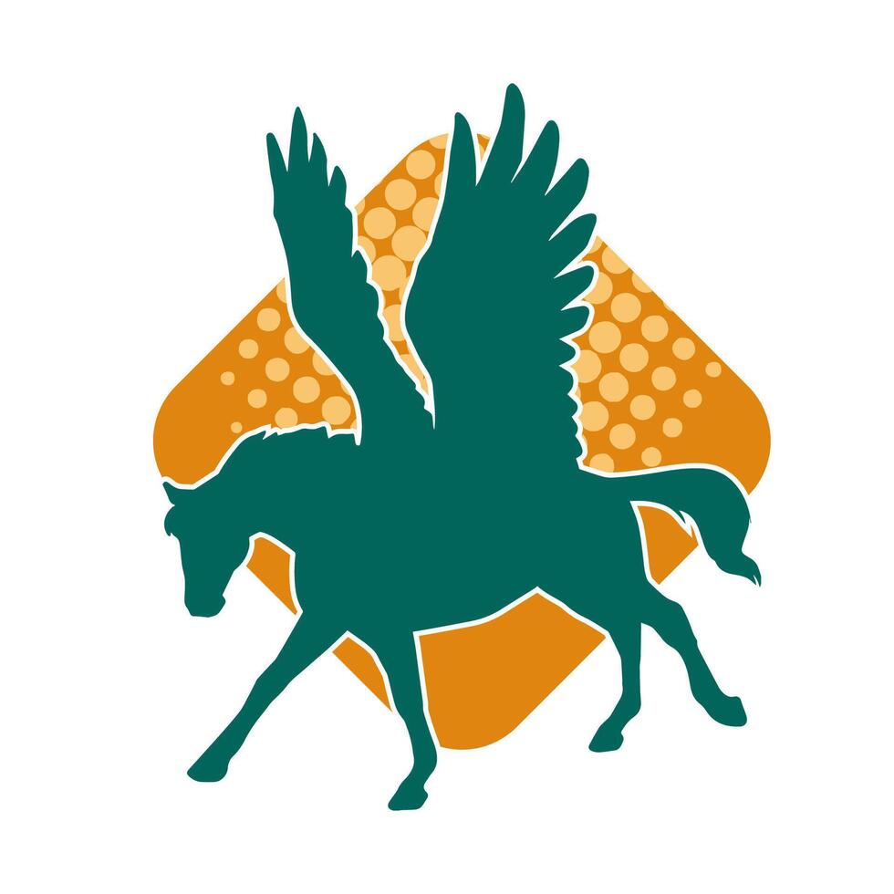 sillhouette de une mythique cheval animal avec ailes. silhouette de une fantaisie cheval avec ailes. vecteur