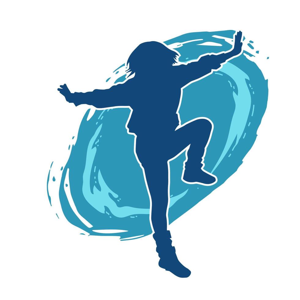 silhouette de une femelle Danseur dans action pose. silhouette de une femme dansant Heureusement. vecteur