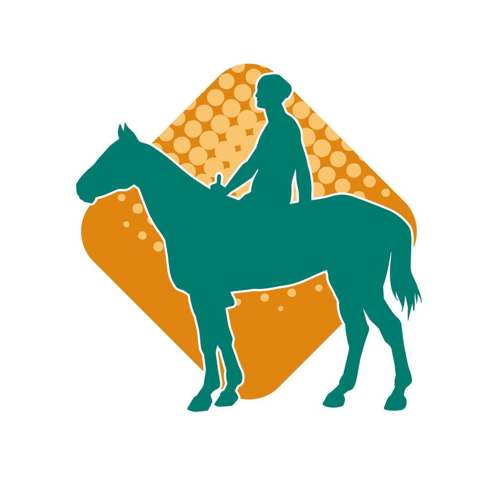 silhouette de une femelle balade sur à cheval. silhouette de une cheval avec une femme balade sur le sien dos. vecteur