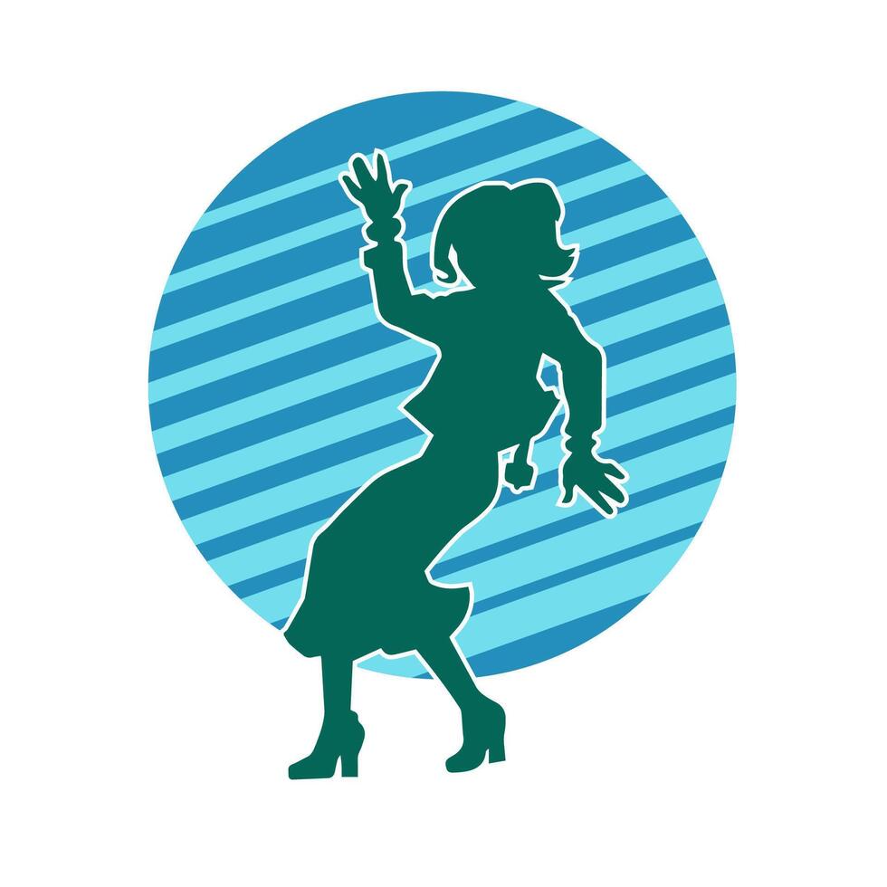 silhouette de une femelle Danseur dans action pose. silhouette de une femme dansant Heureusement. vecteur