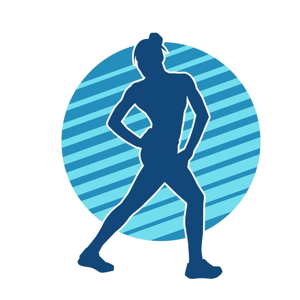 silhouette de svelte femelle Faire exercer. silhouette de une sportif femme Faire Gym faire des exercices pose. vecteur