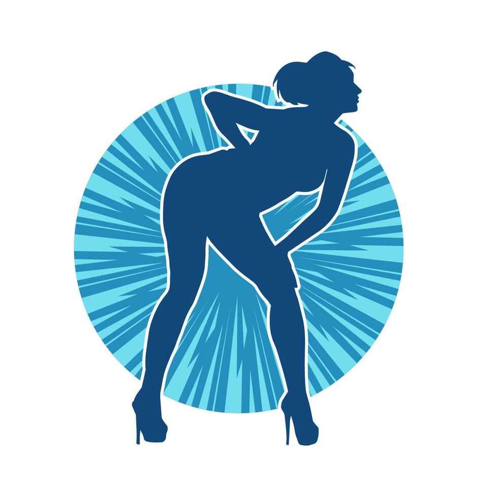 silhouette de une femelle Danseur dans action pose. silhouette de une femme dansant Heureusement. vecteur