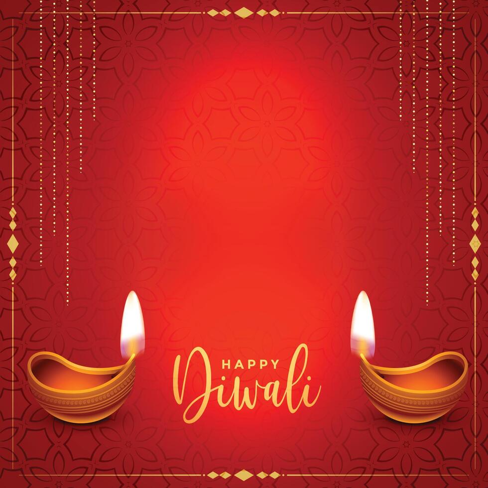 traditionnel content diwali rouge réaliste carte conception vecteur