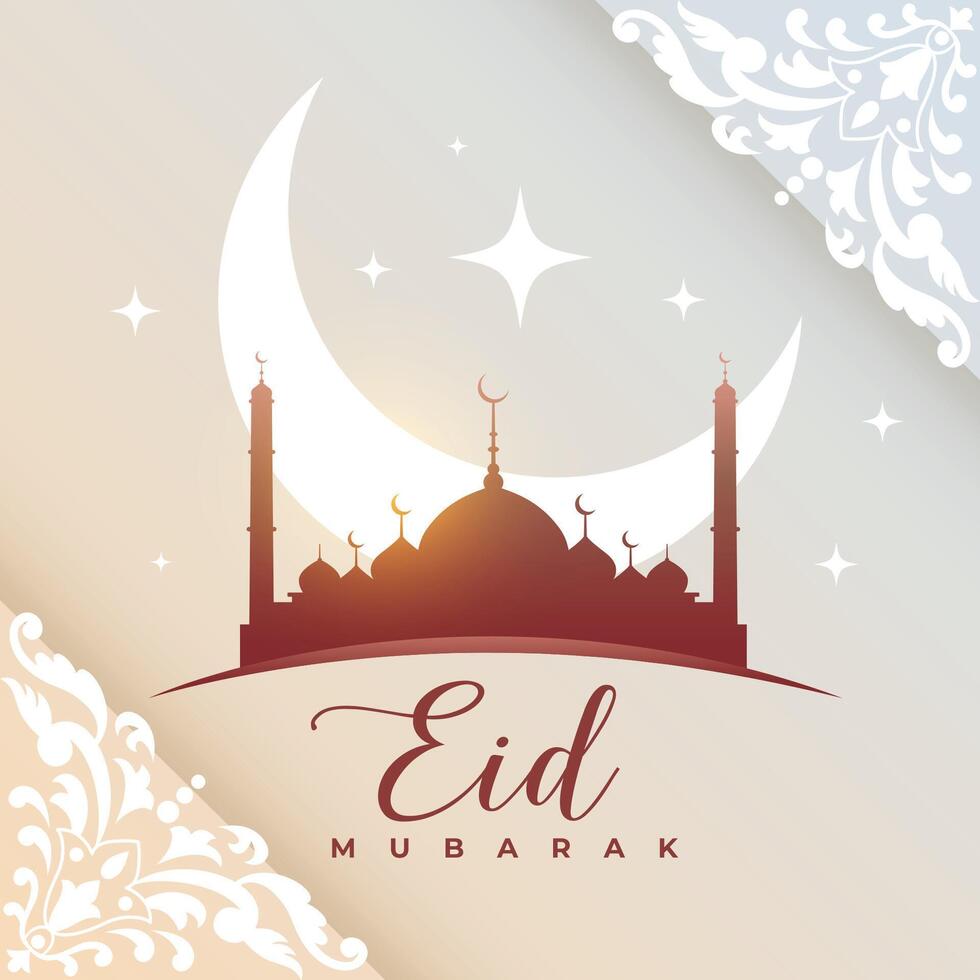 traditionnel eid mubarak vacances carte avec mosquée silhouette vecteur
