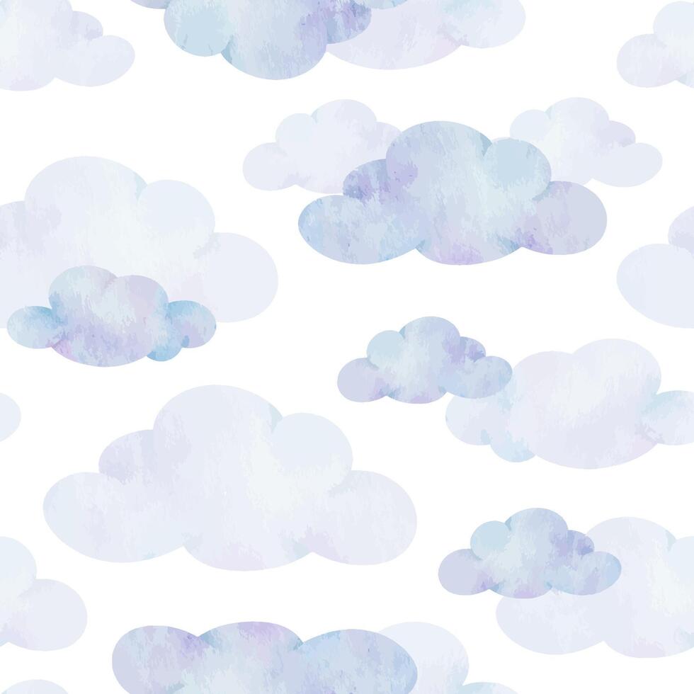 air des nuages. mignonne enfants Contexte. aquarelle bébé sans couture modèle pour conception des gamins marchandises, cartes postales, bébé douche et enfants pièce vecteur