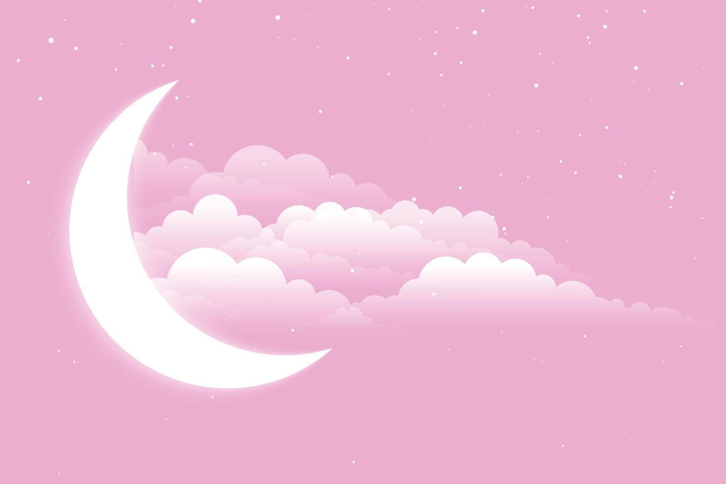 embrasé lune avec des nuages et étoiles Contexte vecteur