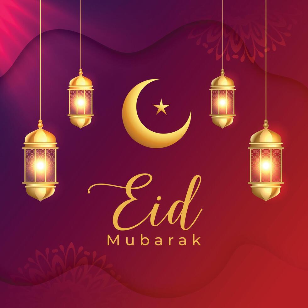 magnifique eid-ul-fitr vacances Contexte avec pendaison lampe et lune vecteur