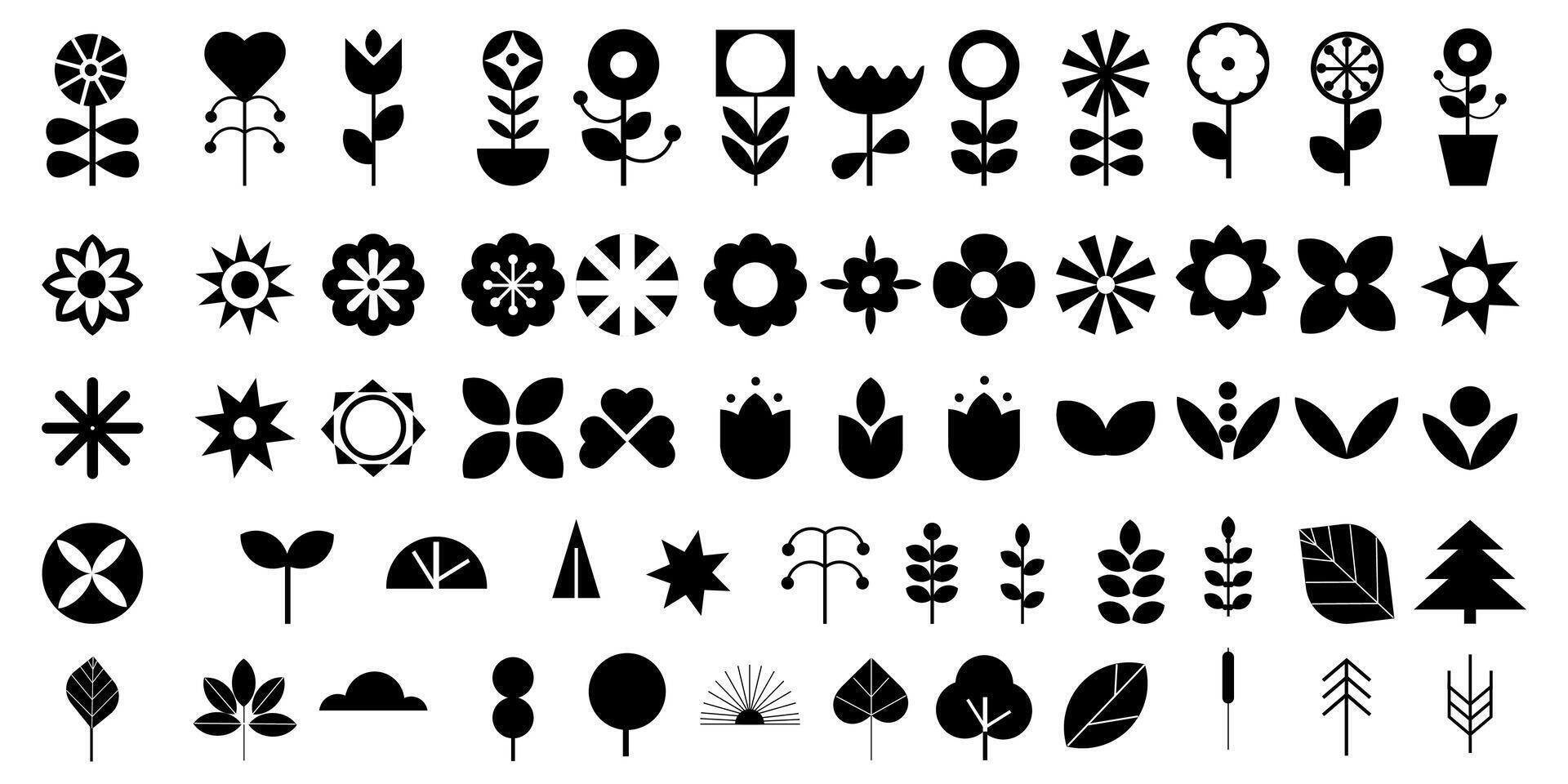 géométrique moderne abstrait la nature les plantes fleurs silhouette. bauhaus vecteur