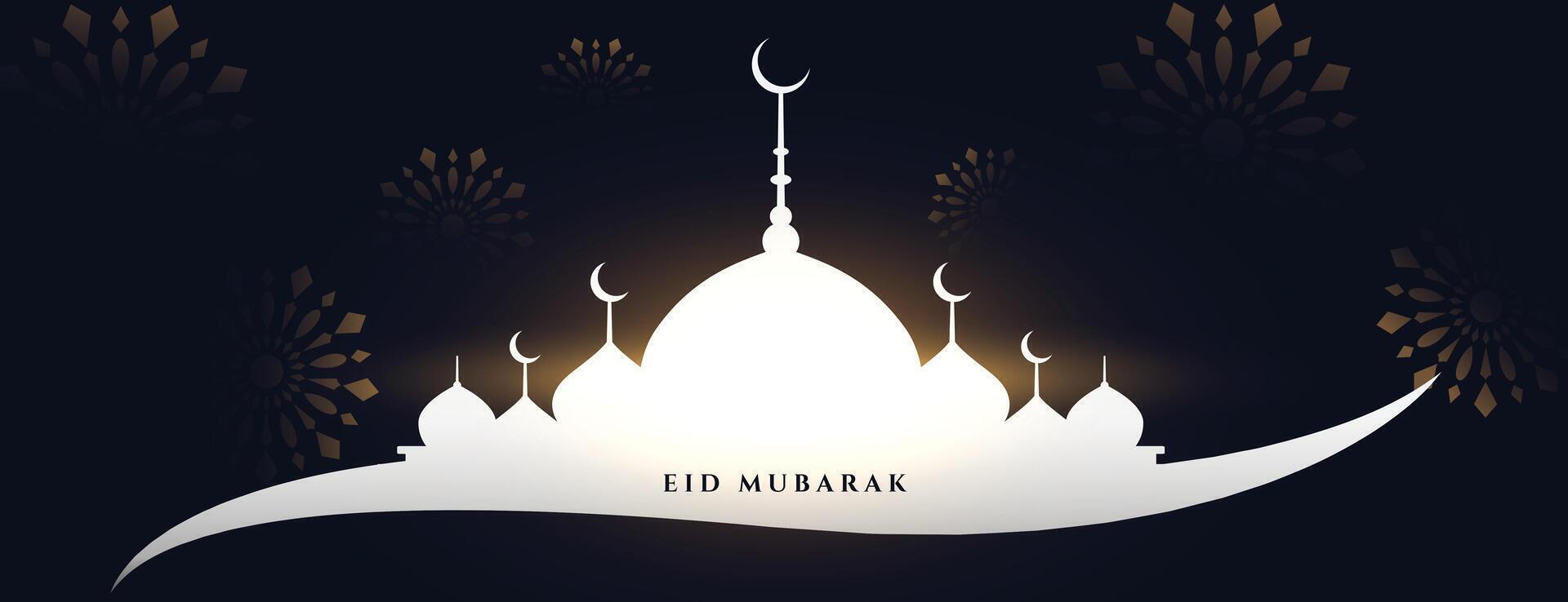 eid mubarak mosquée salutation bannière conception vecteur