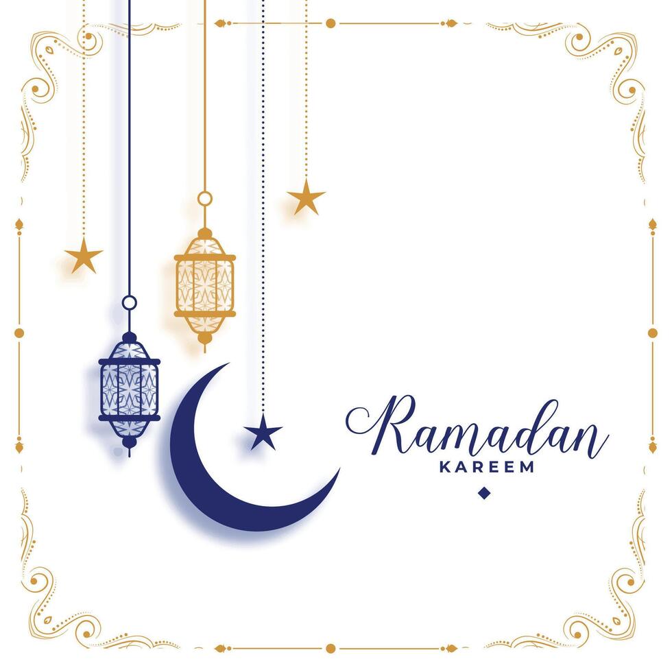 élégant Ramadan kareem blanc salutation décoratif conception vecteur