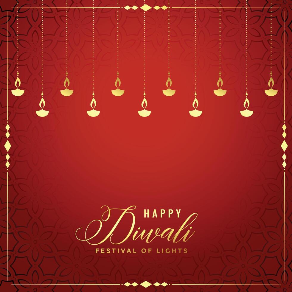 content diwali rouge et d'or décoratif Festival carte conception vecteur