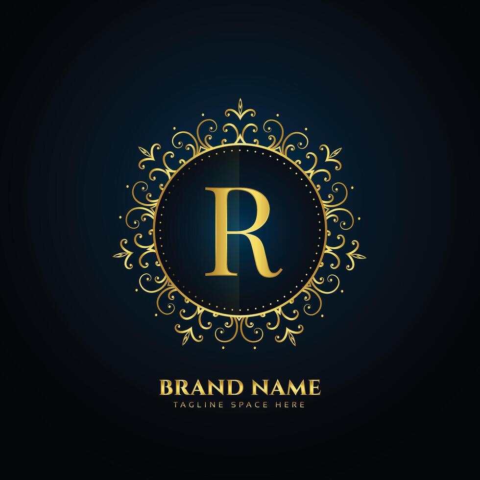 lettre r logo concept avec d'or fleurs vecteur