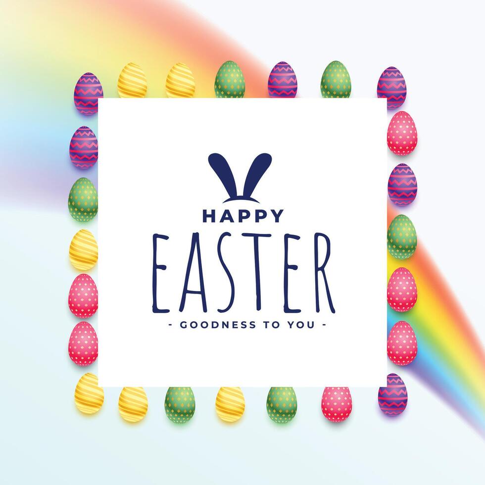 content Pâques amusement carte avec coloré des œufs décoration vecteur