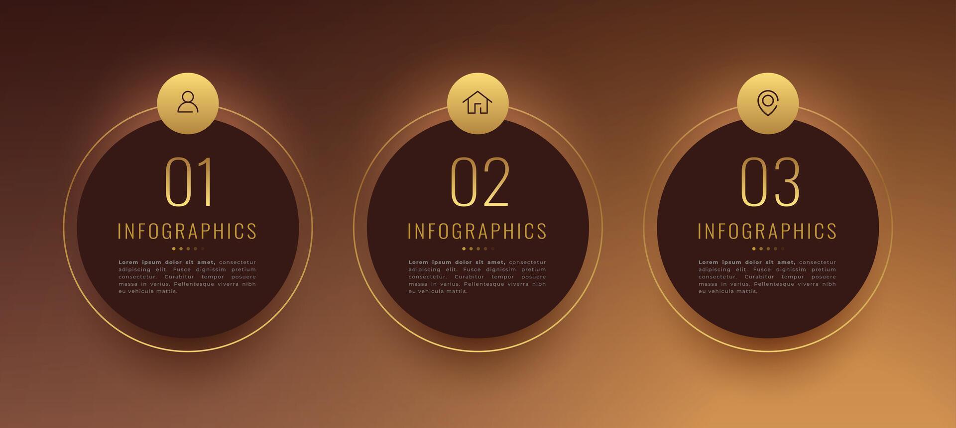 3 étape infographie d'or disposition pour votre suivant projet vecteur