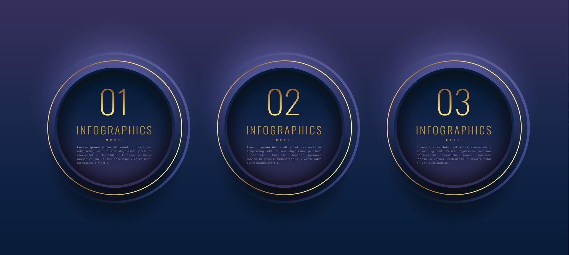 présent votre affaires Les données dans style avec 3 étape d'or infographie modèle vecteur