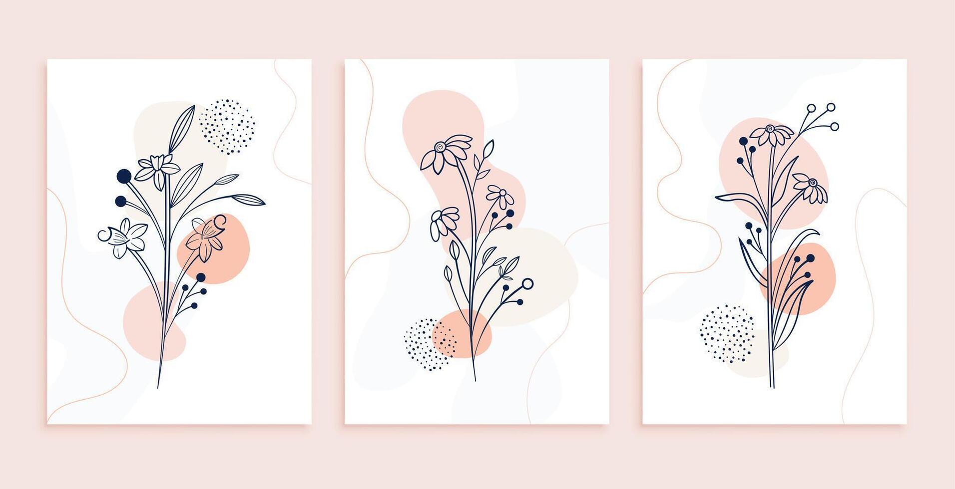 conception d'affiche de fleurs et de feuilles d'art en ligne minimal vecteur